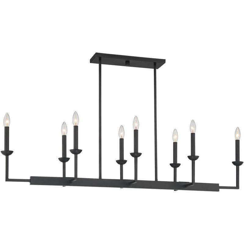 Possini Euro Design Black Linear Pendant Chandelier 50" Wide Industrial 8-Light Fixture for Kitchen Island Dining Room House Foyer