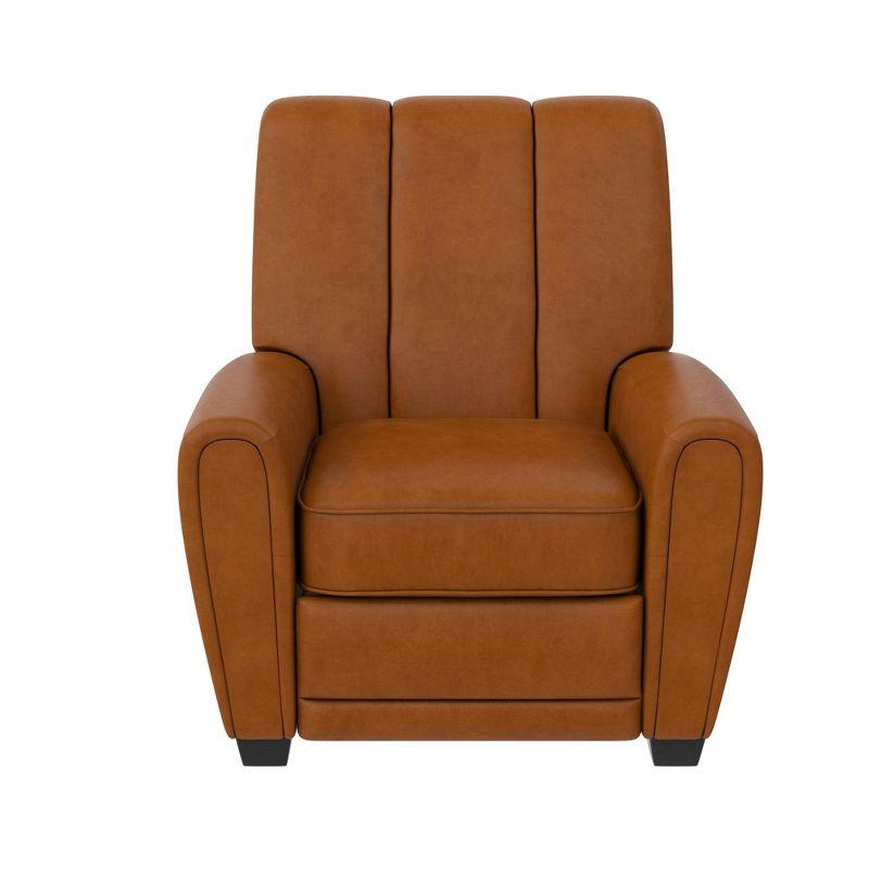 Camel Faux Leather Vertical Channel Pushback Recliner Chair