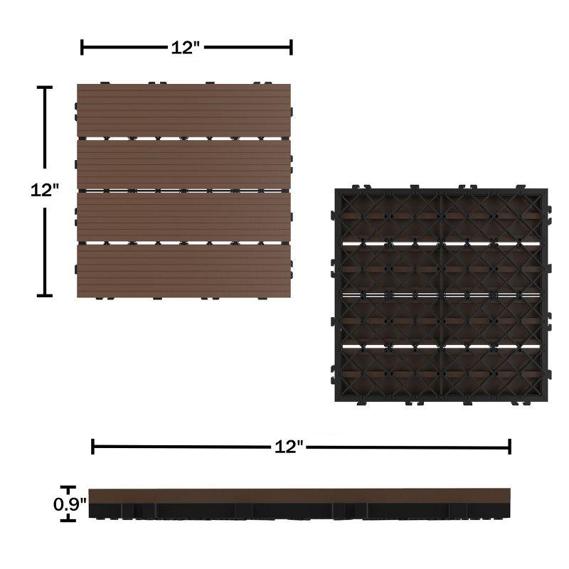 Brown Interlocking Outdoor Deck Tiles with Water Protection