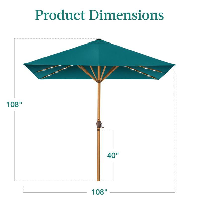 Best Choice Products 9ft Deep Square Solar LED Lighted Patio Umbrella w/ Faux Wood Texture, UV-Resistant