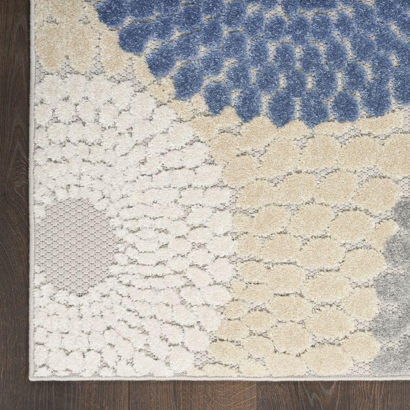 Nourison Aloha Bold Geometric Flatweave High-Low Indoor Outdoor Area Rug Blue/Grey 7'10" x 10'6"