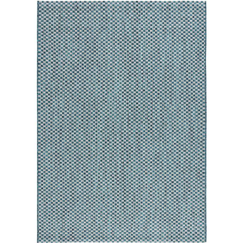 Courtyard CY8653 Power Loomed Indoor and Outdoor Area Rug - Turquoise/Light Grey - 5'3"x7'7" - Safavieh