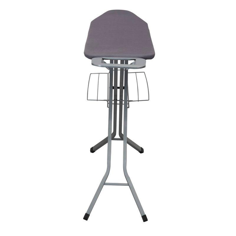 Household Essentials Ironing Center Mesh Steel Top Silver: Full Size Adjustable Ironing Board with Non-Slip Iron Rest