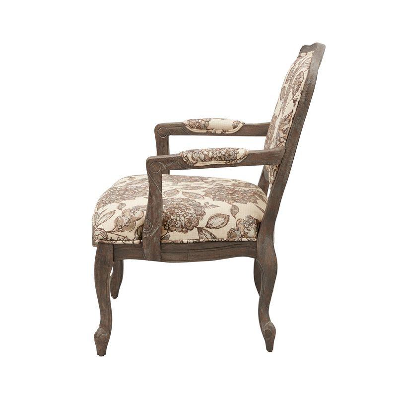 Sophie Gray Floral Handcrafted Wood Accent Chair