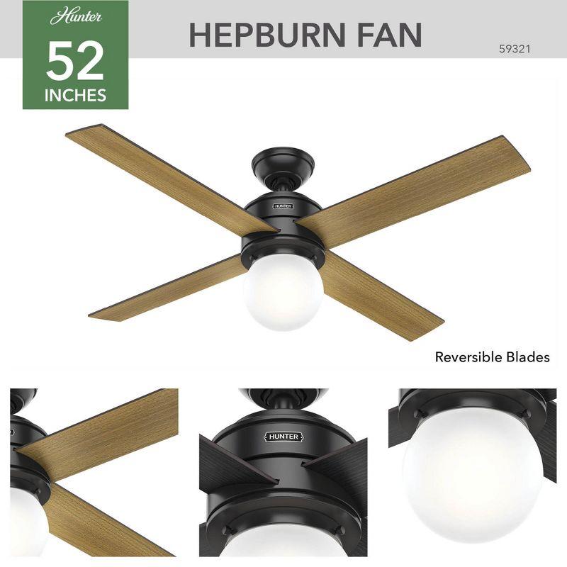 52" Hepburn 4 - Blade Standard Ceiling Fan with Wall Control and Light Kit Included