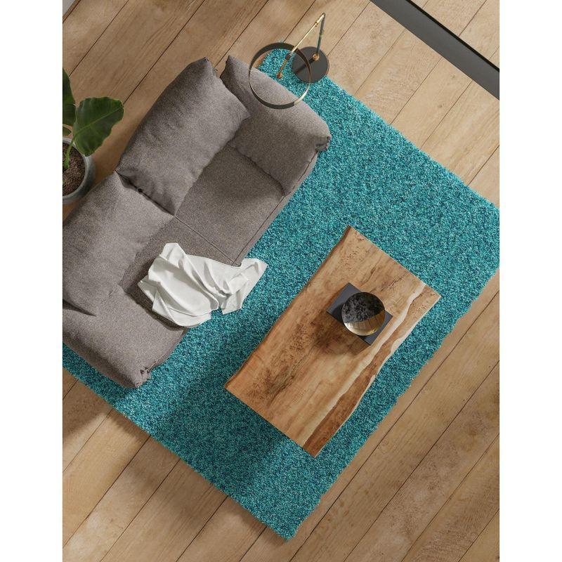 Reversible Blue Synthetic Shag Rug 4' x 6'