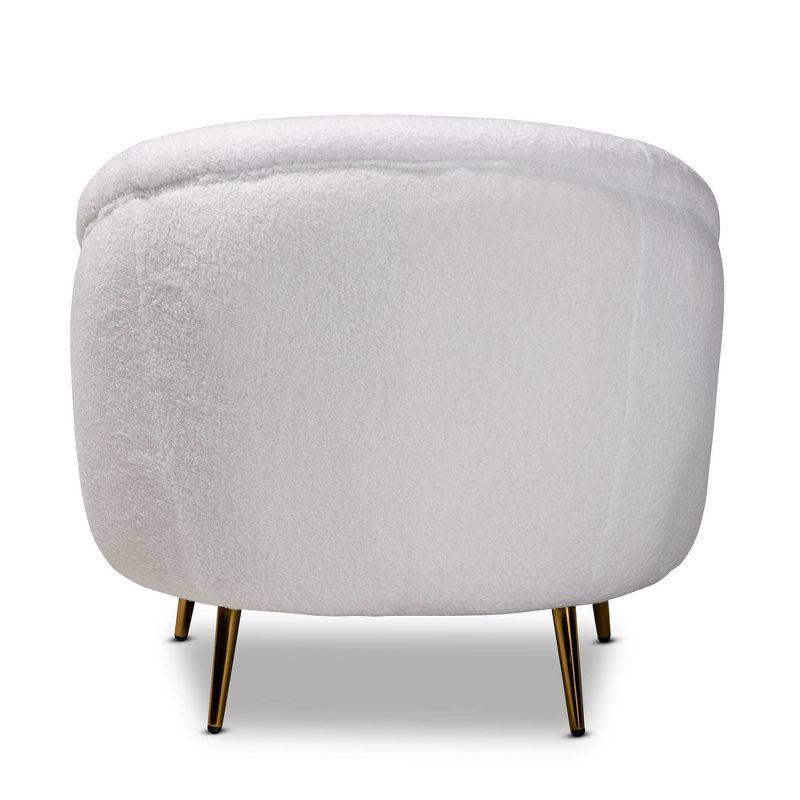 Urian Boucle Upholstered Accent Chair White/Gold - Baxton Studio