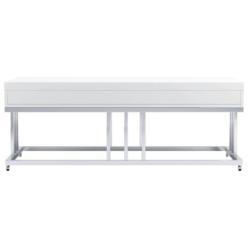 Dalya 2 Drawer Coffee Table White High Gloss/Chrome - Coaster