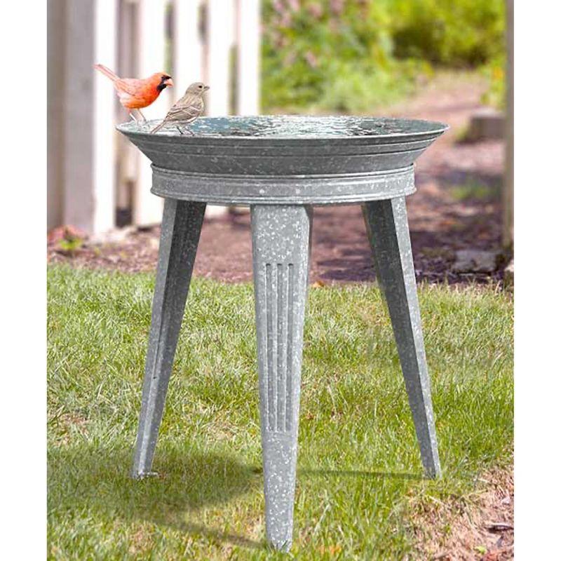 Panacea 82930 Galvanized Vinage Style 3 Legged Metal Bird Bath and Pedestal Stand for Patios, Porches, & Decks, 18 Inch Diameter, 22 Inch Height, Gray