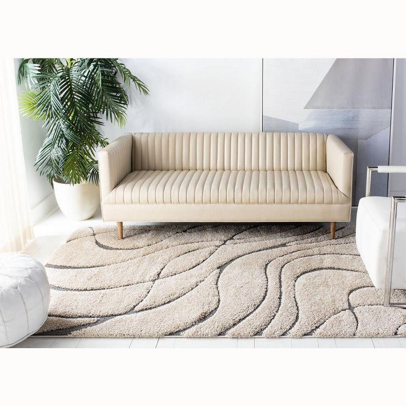 Florida Shag SG471 Power Loomed Indoor Area Rug - Cream/Grey - 5'3"x7'6" - Safavieh