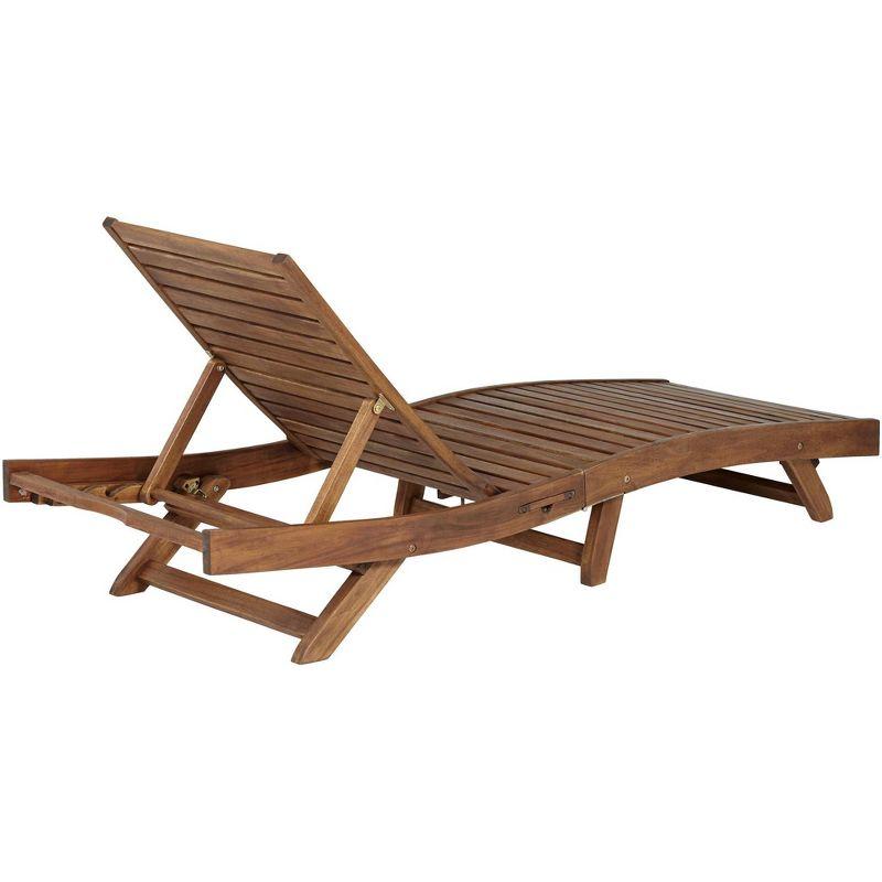 Teal Island Designs Gambo Natural Wood Adjustable Outdoor Lounger Chair