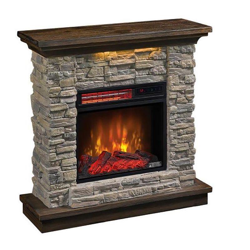 Austin Smoky Gray Stone Electric Fireplace Mantel