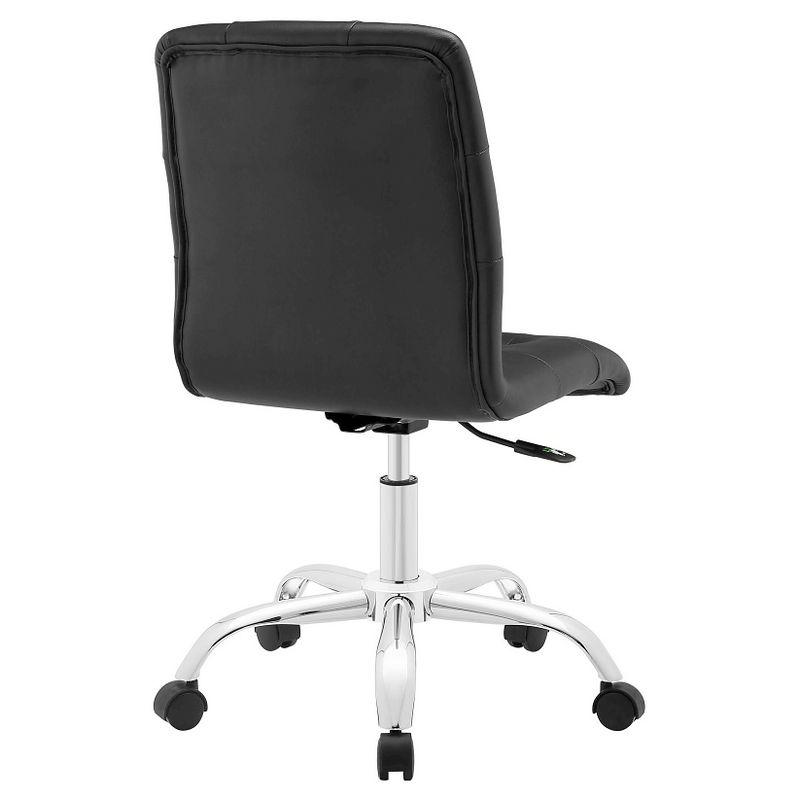 Elegant Finesse Armless Leather Drafting Chair in Black