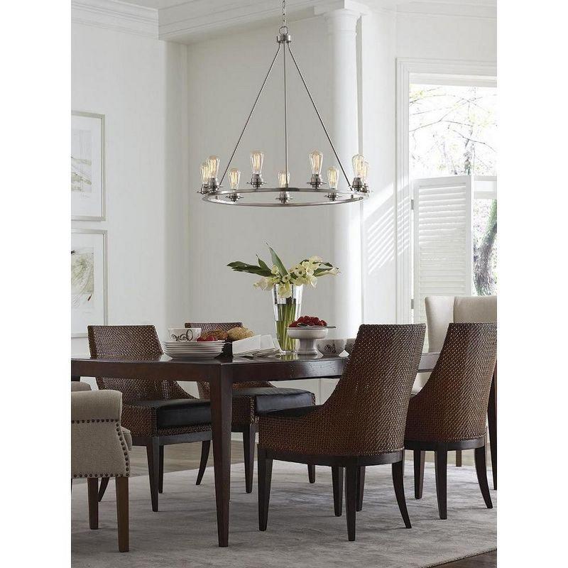 Elegant Brushed Nickel 9-Light Circular Chandelier with Adjustable Chain