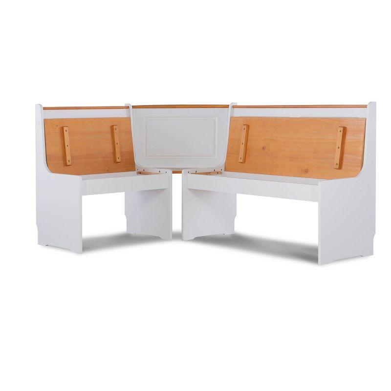 5pc Ardmore Breakfast Storage Corner Nook Dining Set Wood/White/Natural - Linon: Chic Farmhouse Style, Seats 6