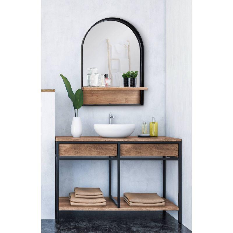 24" x 32" Owing Functional Wall Mirror Black - Kate & Laurel All Things Decor: Bathroom Arch-Top with Ledge