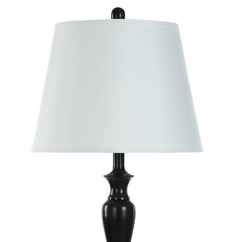2 Table Lamps and 1 Floor Lamp Oiled Bronze with White Hardback Shades - StyleCraft: UL Listed, Metal Body, Linen Shade, 3-Way Switch