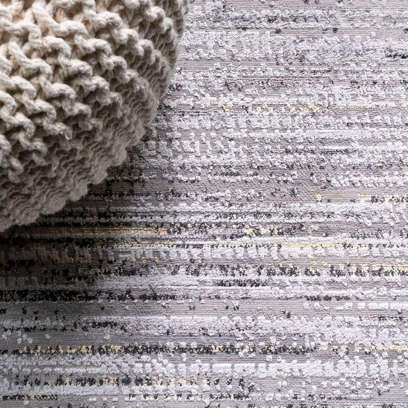 Reversible Gray Stripe Synthetic 8' x 10' Easy-Care Area Rug