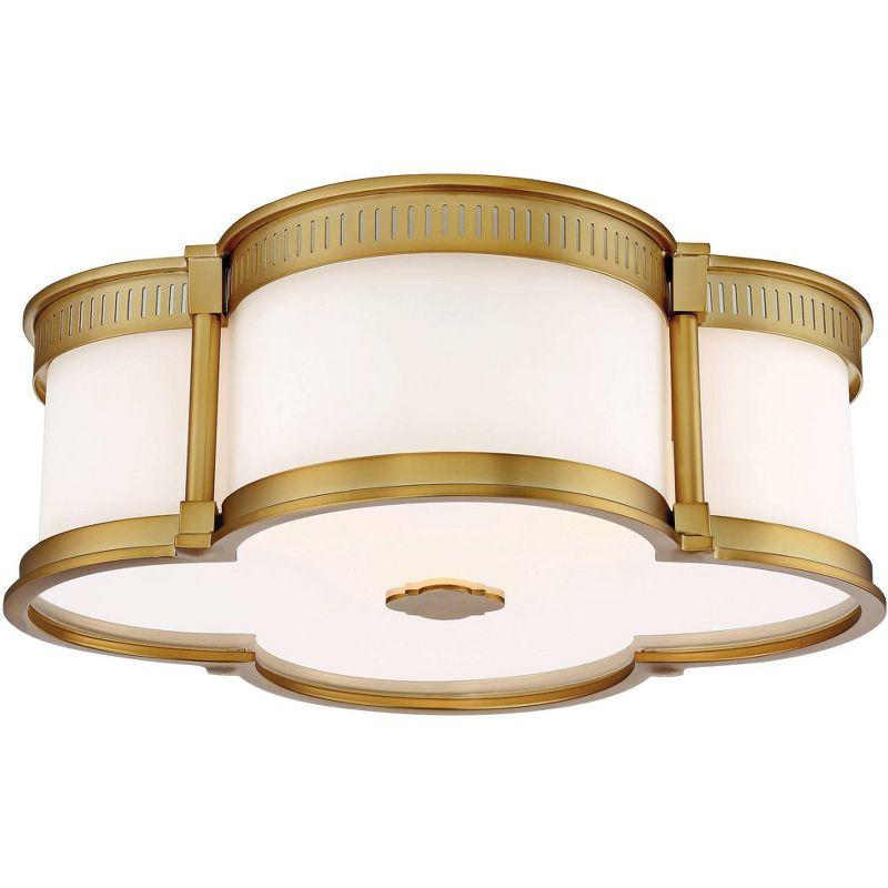 Liberty Gold LED Flush Mount Ceiling Light with Etched White Glass