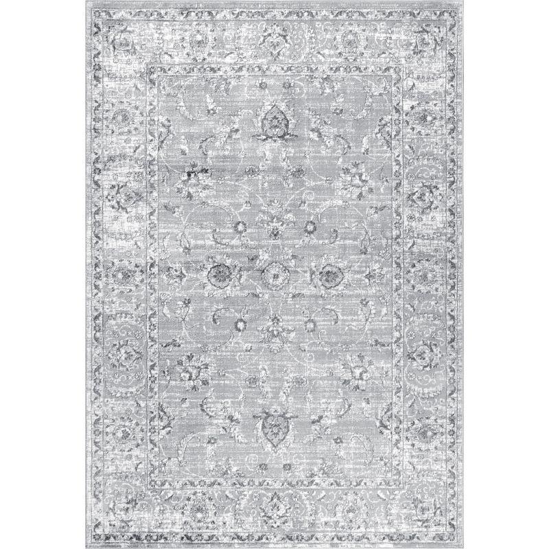 Elegant Persian-Inspired 3' x 5' Light Grey Synthetic Area Rug