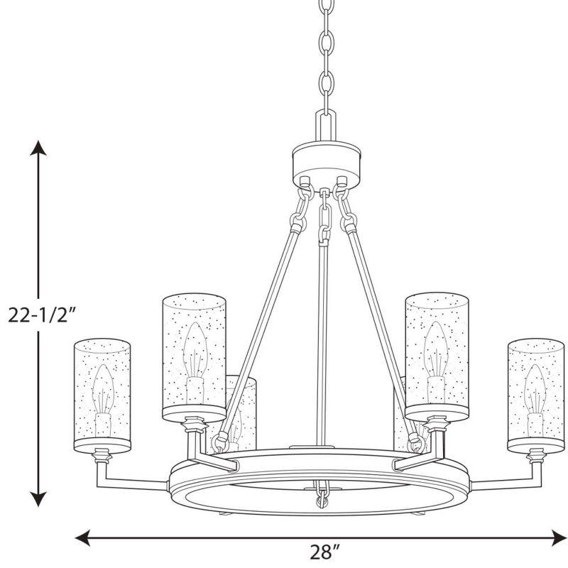 Progress Lighting Gresham 6-Light Chandelier, Graphite Finish, Seeded Glass Shades