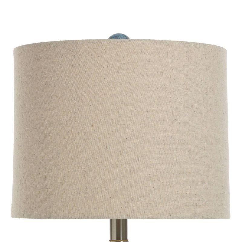 Cameron Ceramic Jug Lamp Seaside Storm Blue Finish - StyleCraft: Nautical Accent, Beige Linen Shade