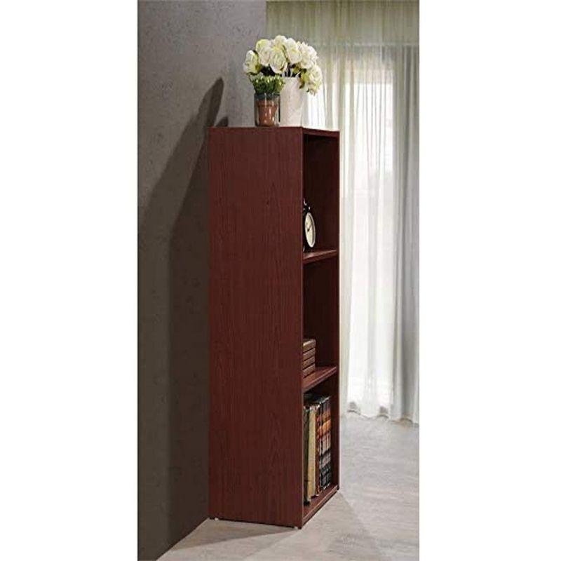 Hodedah HID23 High Quality 3 Shelf Home, Office, and School Organization Storage 35.67 Inch Tall Slim Bookcase Cabinets to Display Decor, Mahogany