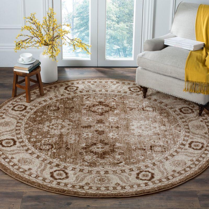 Vintage Hamadan VTH214 Power Loomed Indoor Accent Rug - Taupe - 3' Round - Safavieh