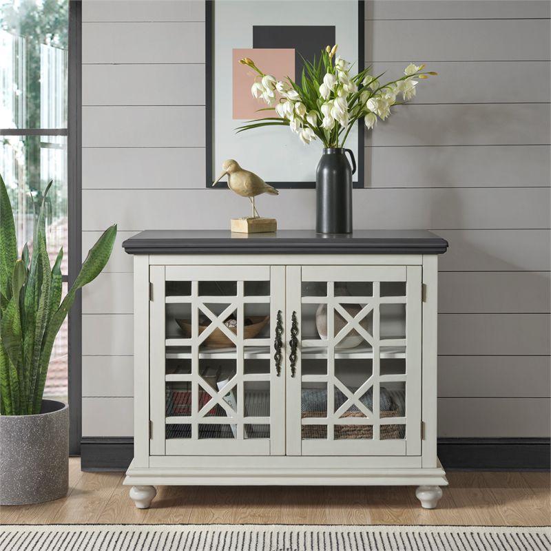 Martin Svensson Home Elegant Small Spaces TV Stand White with Gray Top
