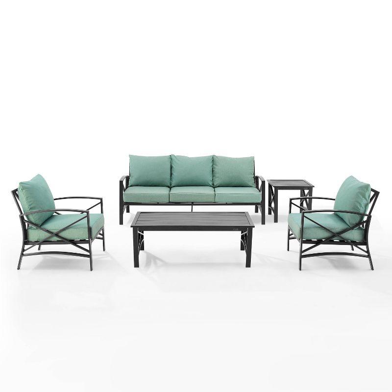 Kaplan 5pc Outdoor Sofa Set - Mist - Crosley: Steel Frame, Patio Lounge Furniture with Cushions
