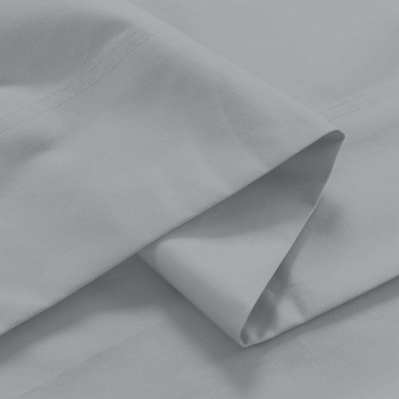 Queen Light Gray Cotton Blend Percale Sheet Set