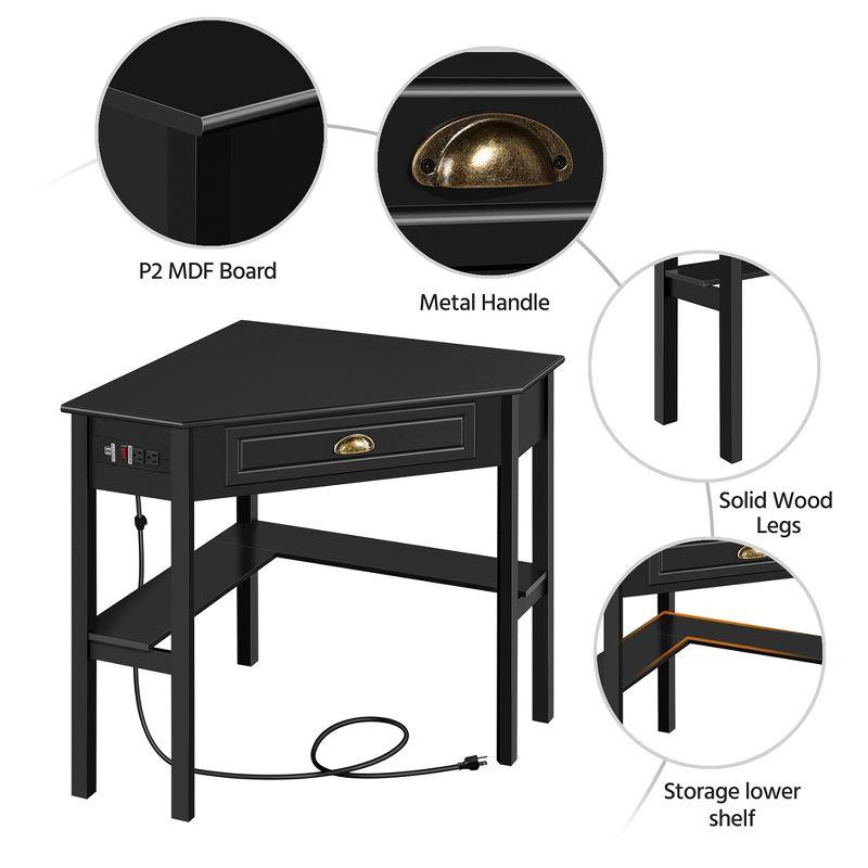 Yaheetech Corner Computer Desk Workstation with Power Outlet