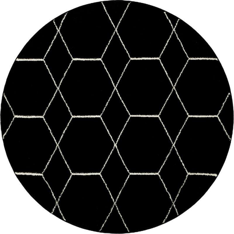 Unique Loom 5' 0 x 5' 0 Trellis Frieze Black Area Rug