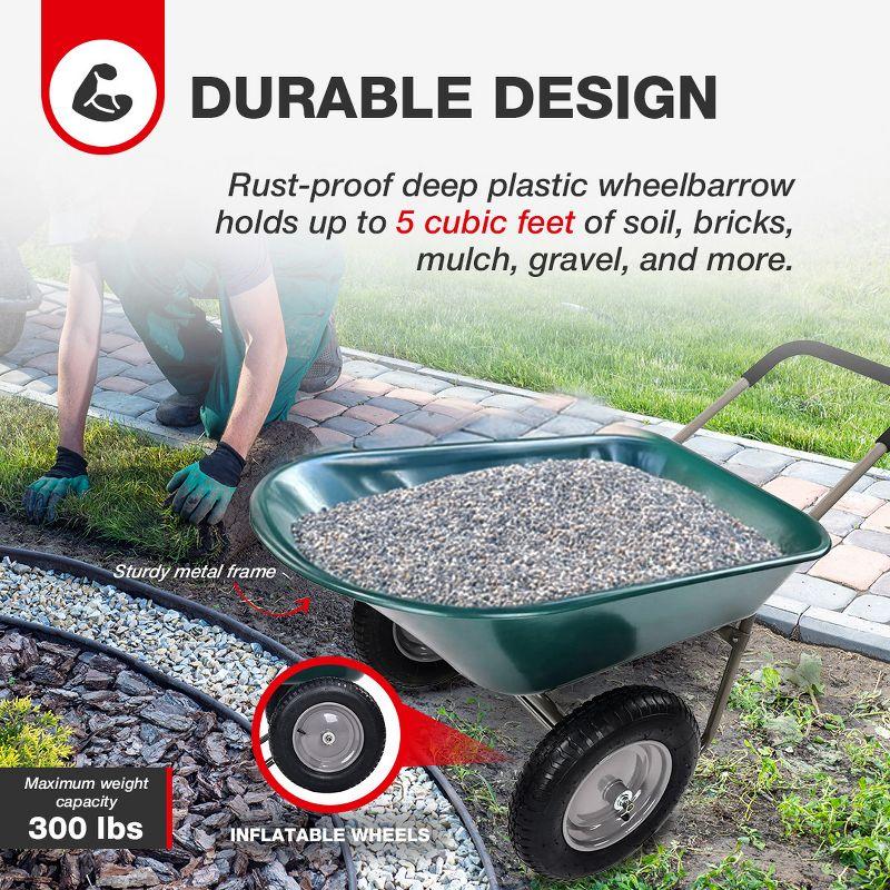 Costway 2 Tire Wheelbarrow Cart Heavy-duty Dolly Utility Cart Green