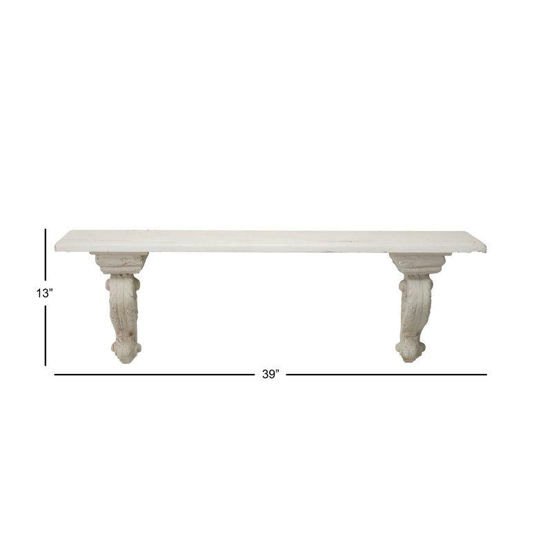 Farmhouse Wood Rectangle Wall Shelf White - Olivia & May: Antiqued Finish, No Hooks, Fir Wood Construction