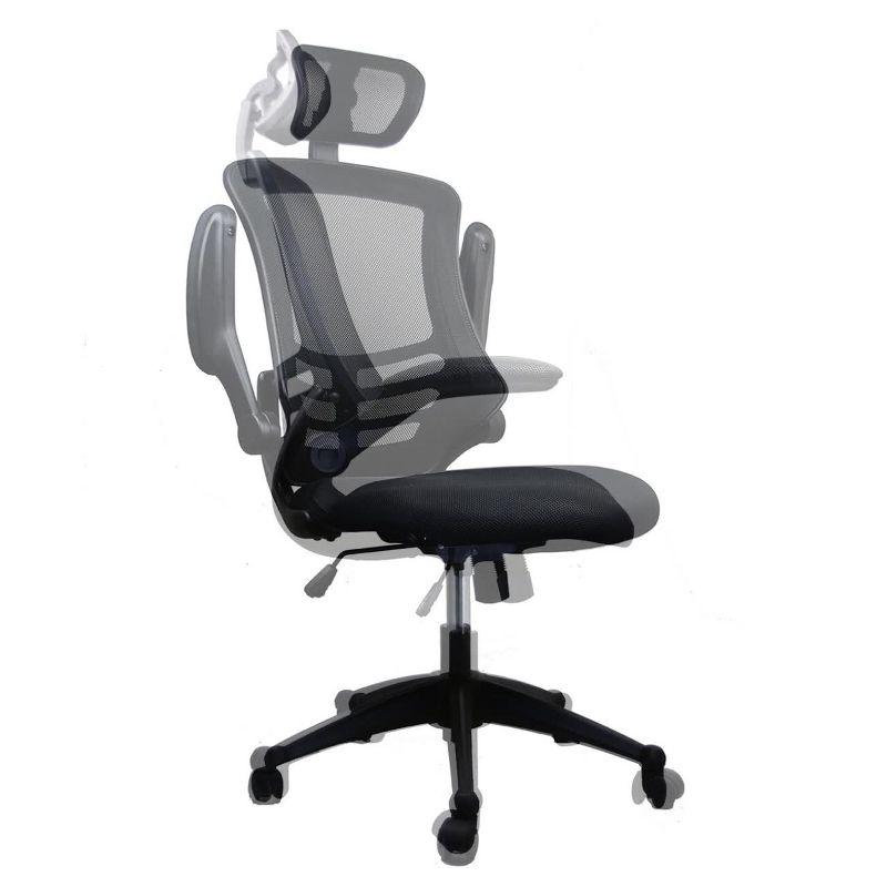 Modern Task Chair Black - Techni Mobili: Ergonomic, Mesh Back, Adjustable, Swivel, with Headrest & Casters