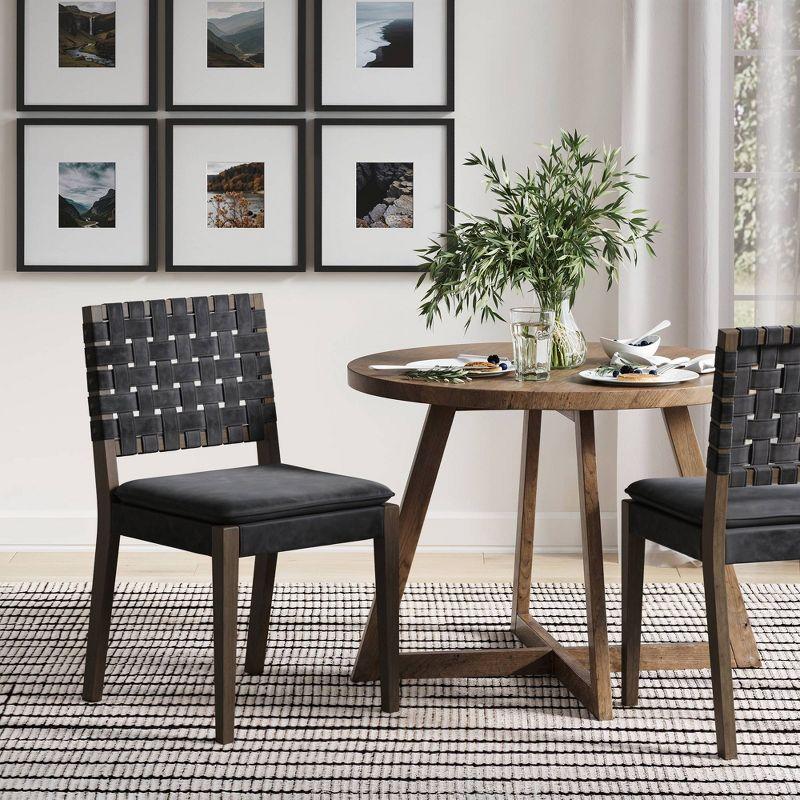 Cohen Black Faux Leather and Wood Upholstered Side Chair