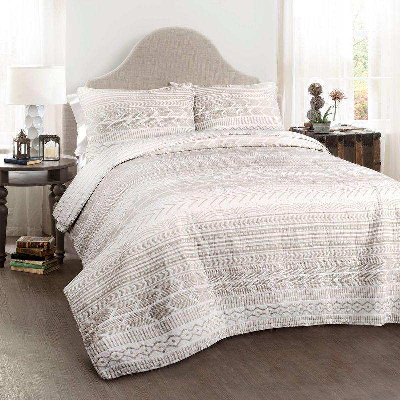 Lush Decor Hygge Geo Reversible Contemporary 3-Piece Quilt Set