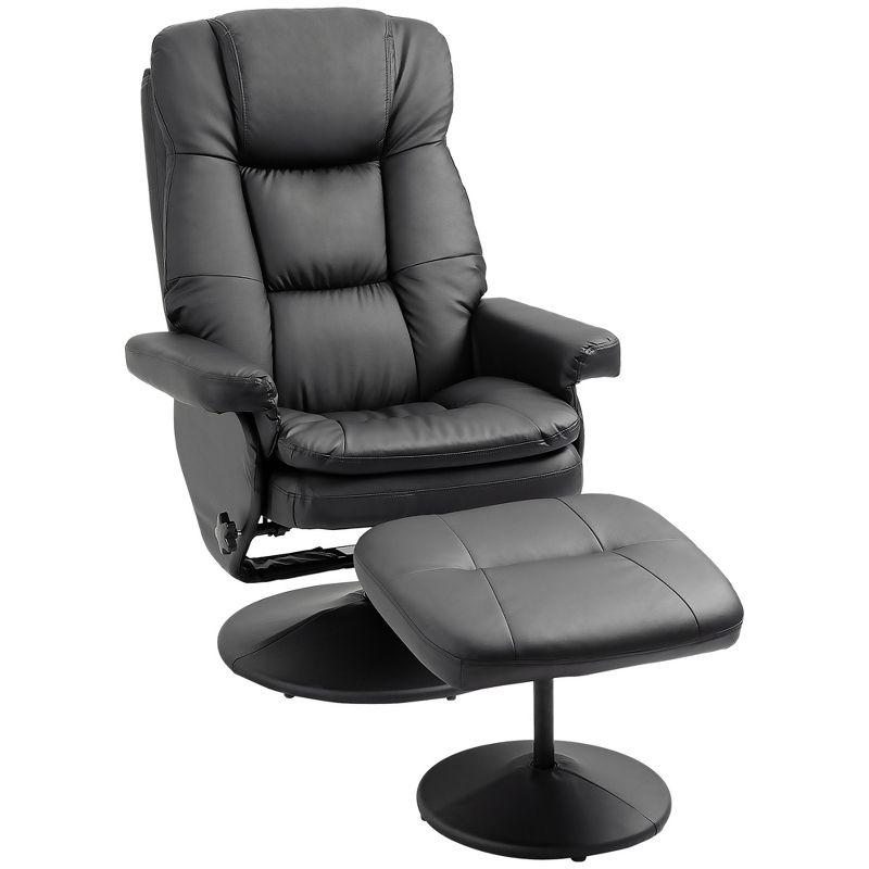 Faux Leather Recliner with Ottoman