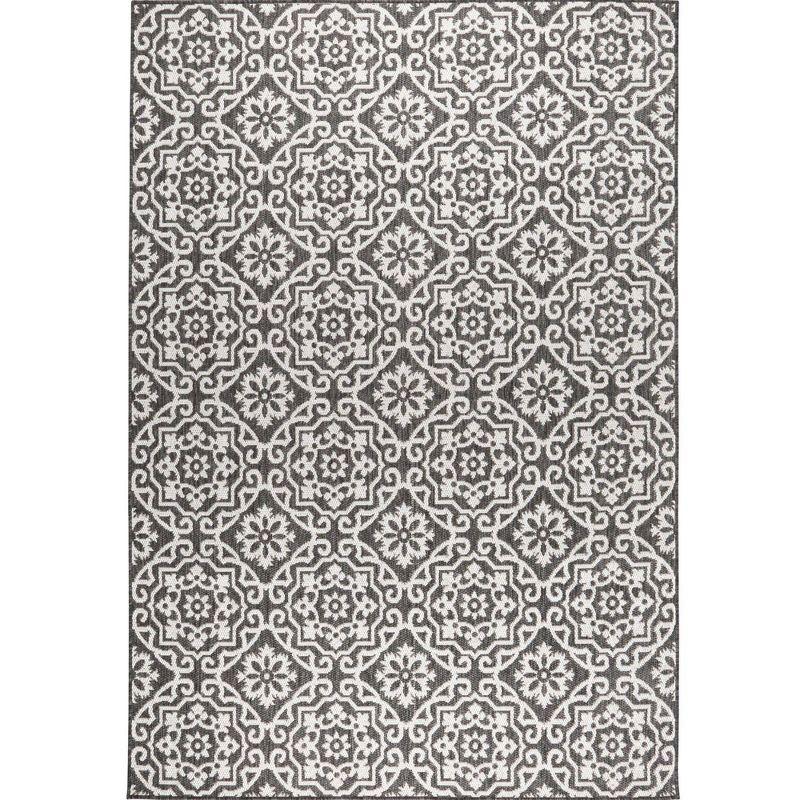 Nicole Miller New York Patio Country Danica Geometric Indoor/Outdoor Area Rug, Black/Grey