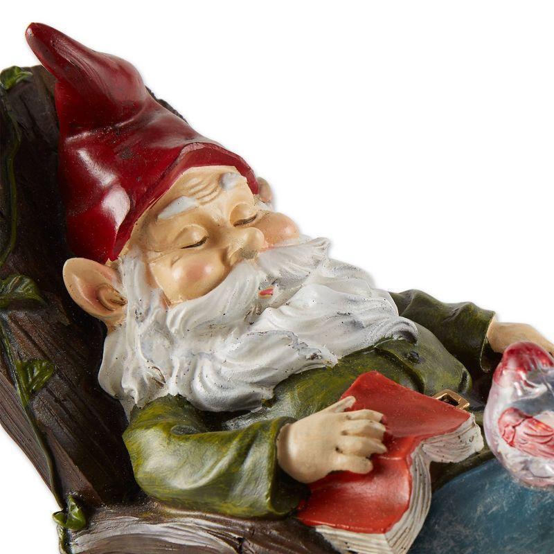 7.75" Polyresin Red Bird Rocking Chair Solar Garden Gnome - Zingz & Thingz: Outdoor Statue Decor, No Battery Required