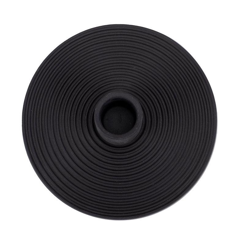 Elanze Designs Ribbed Ceramic , Mantle Decorations, Dining Table Centerpiece, Artisan, Candlestick Holder for Tapered Candles, Pack of 2, Black