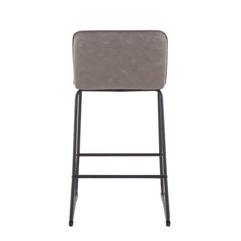 Casper 26'' Black Metal and Grey Faux Leather Contemporary Counter Stool