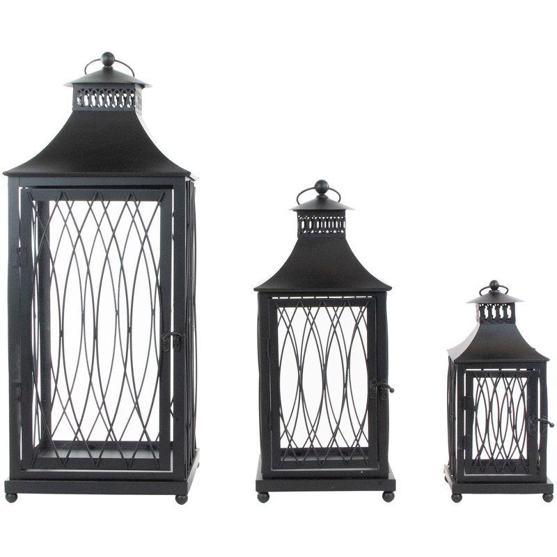 Northlight Seasonal Black Lattice Style Candle Lanterns