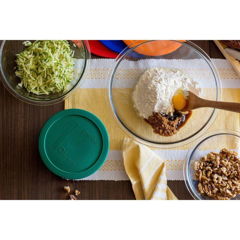 Pyrex 8-Piece Glass Mixing Bowl Set with Colorful Lids