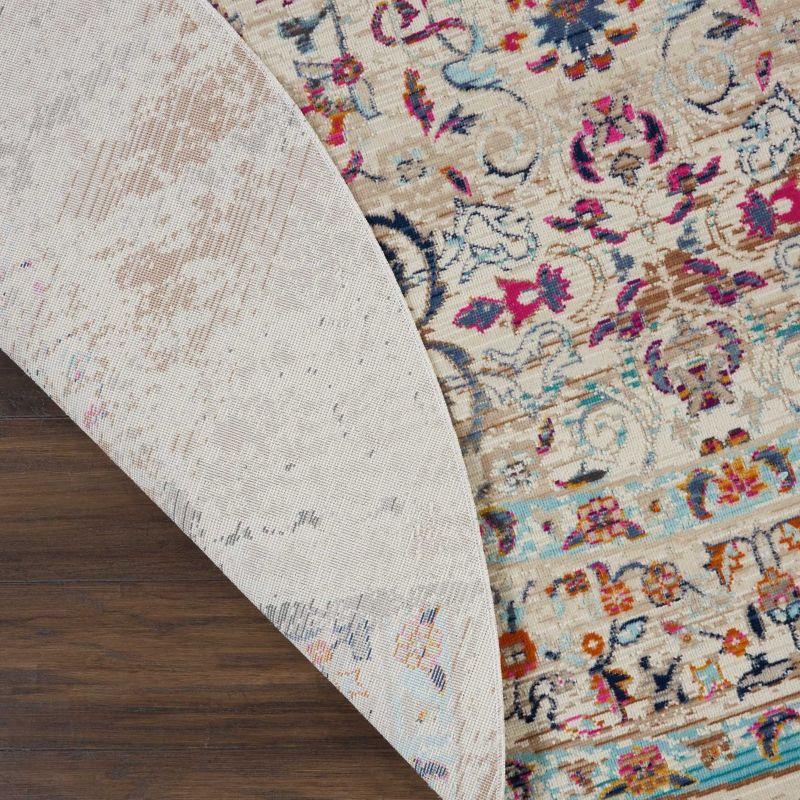 Nourison Vintage Kashan VKA02 Ivory/Light Blue/Orange Indoor Area Rug - 4' x ROUND