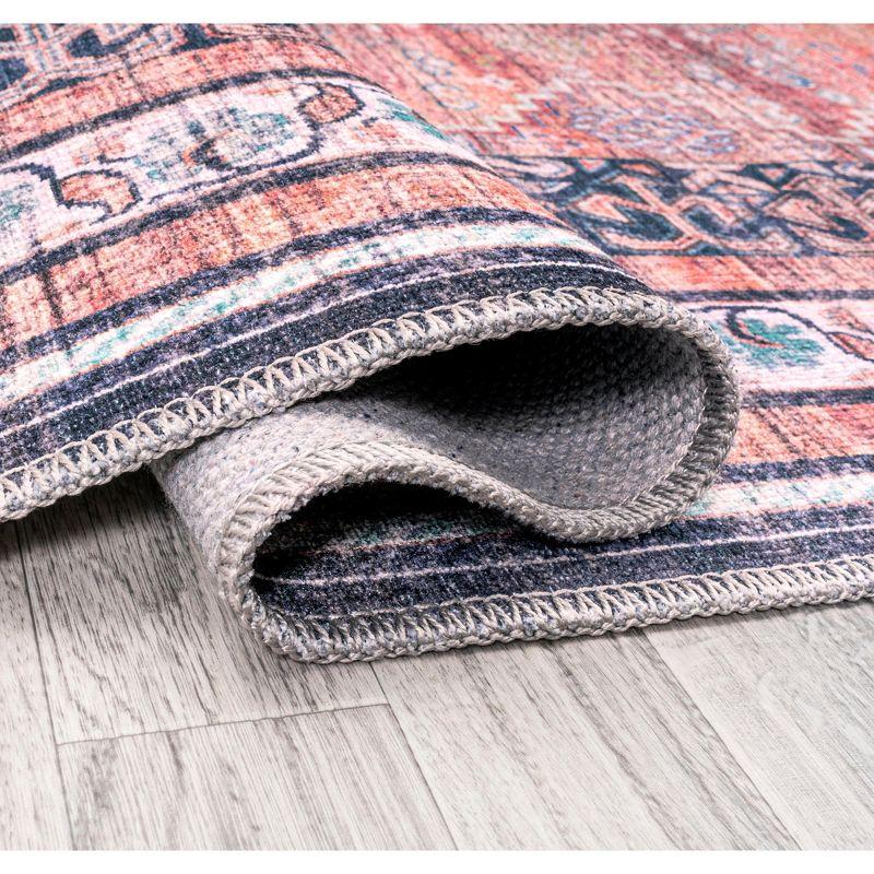 4' x 6' Dalyan Geometric Medallions Machine Washable Indoor/Outdoor Area Rug, Terra/Navy - JONATHAN Y