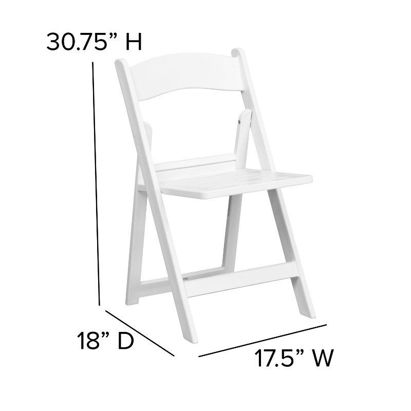 Emma and Oliver 2 Pack White Resin Slatted Party & Rental Folding Chair Indoor Outdoor