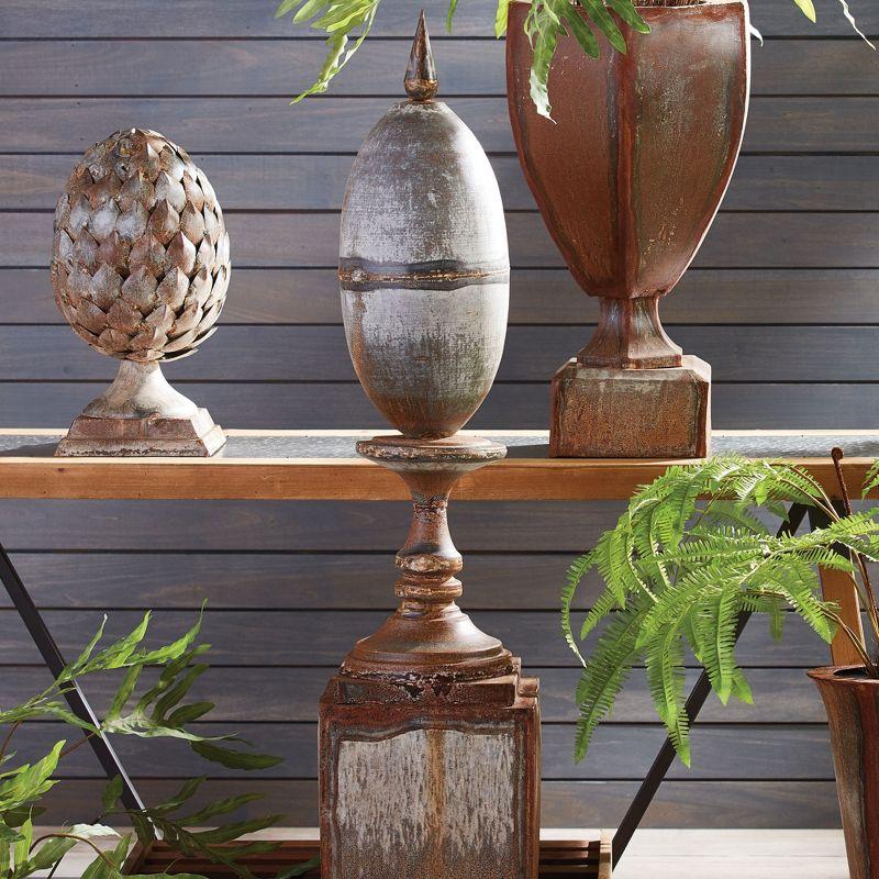 Rustic Weathered Metal Finial with Antique Finish