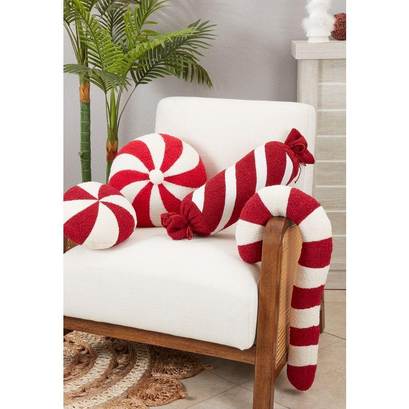 Saro Lifestyle Festive Candy Cane Poly Filled Throw Pillow, 13", Red